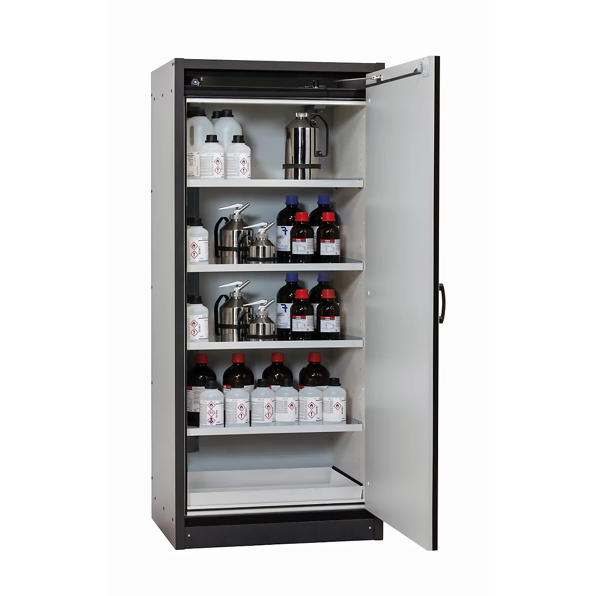 Armoire de stockage de sécurité type 30 asecos Q-CLASSIC-30, porte à charnières, charnières à droite, façade blanc pur, L 864 x P 620 x H 1947 mm