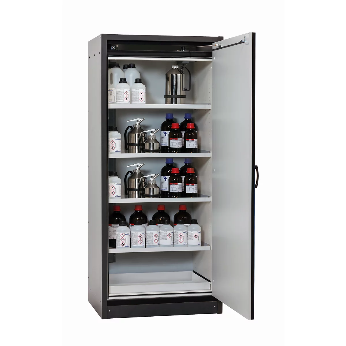 Armoire de stockage de sécurité type 30 asecos Q-CLASSIC-30, porte à charnières, charnières à droite, façade bleu gentiane, L 864 x P 620 x H 1947 mm