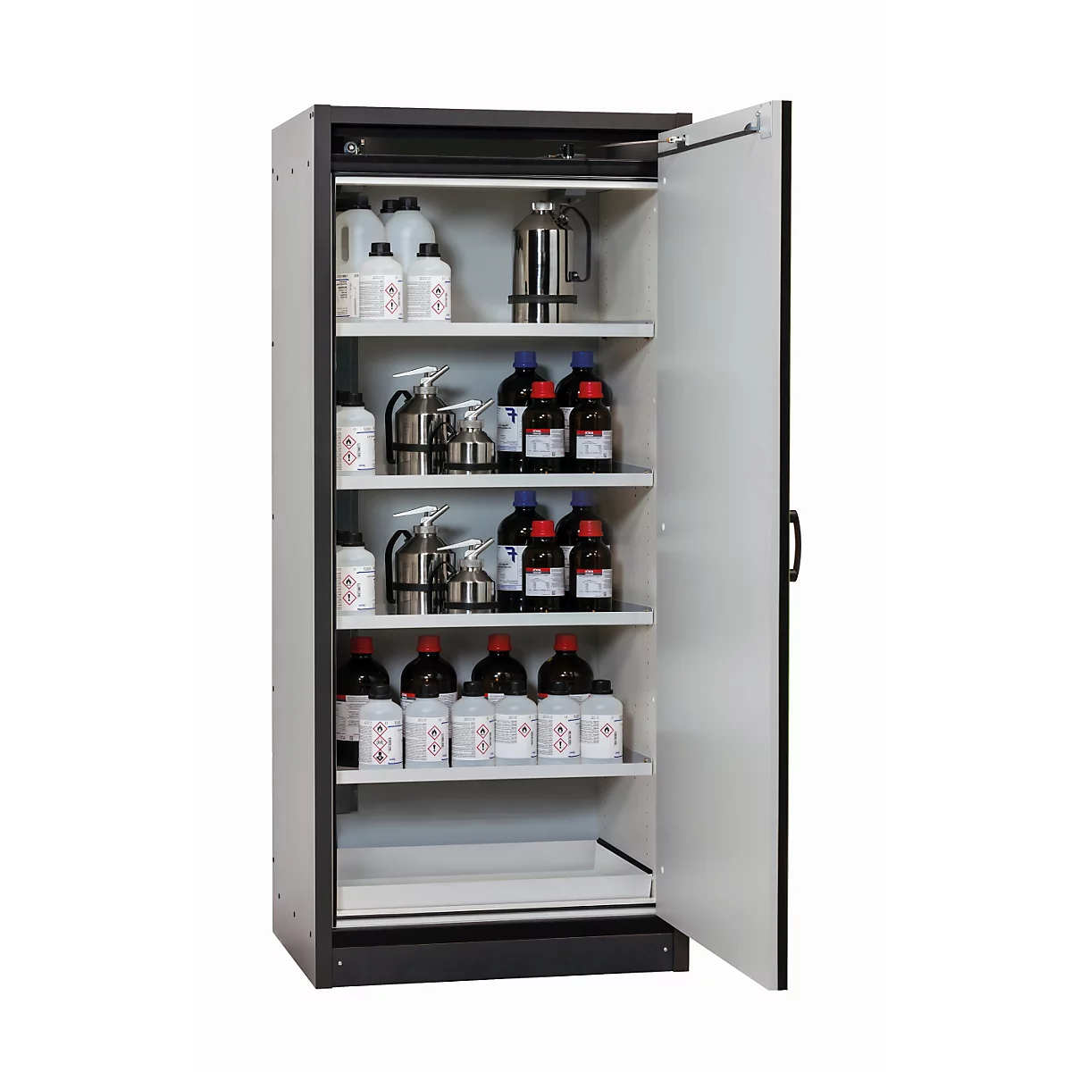 Armoire de stockage de sécurité type 30 asecos Q-CLASSIC-30, porte à charnières, charnières à droite, façade vert réséda, L 864 x P 620 x H 1947 mm
