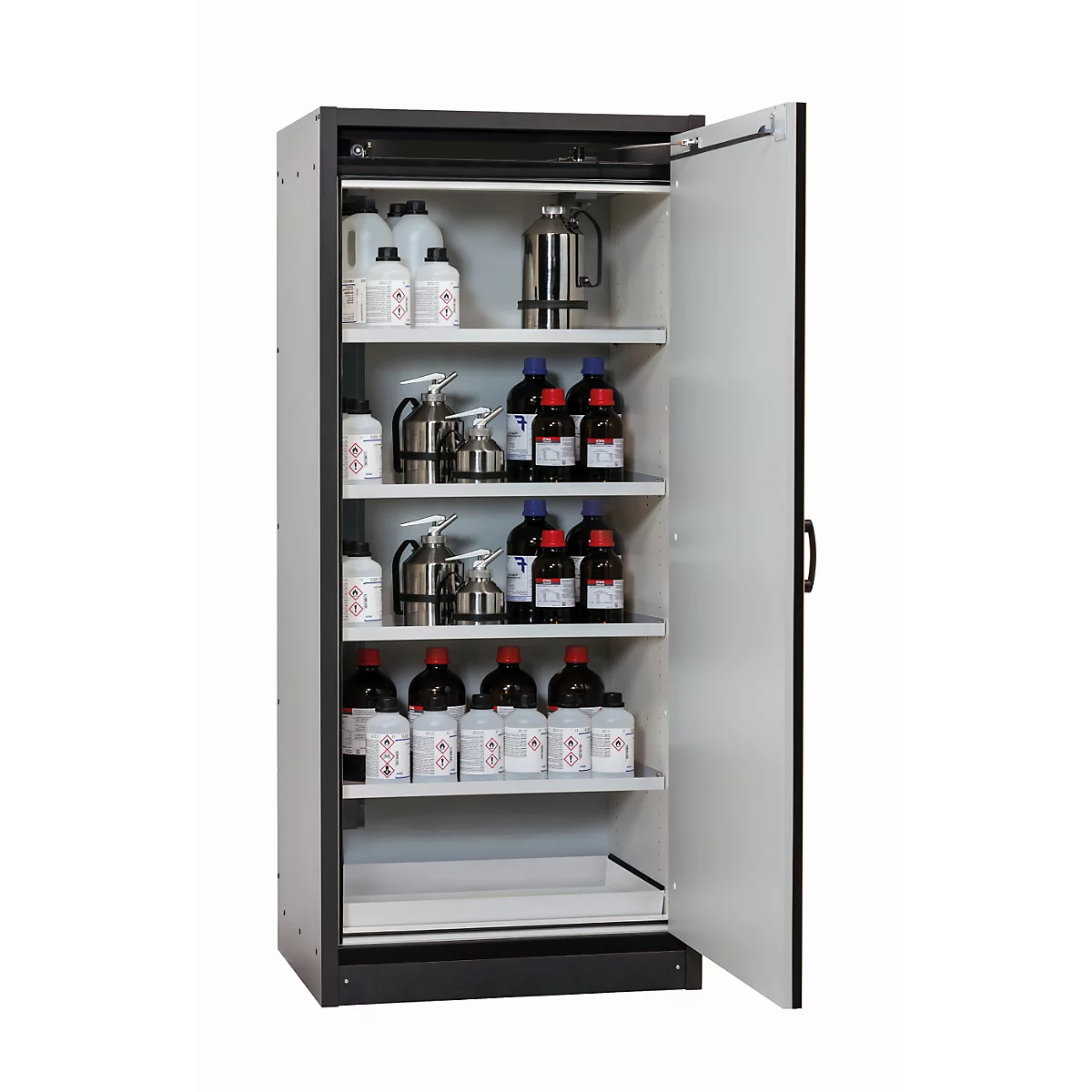 Armoire de stockage de sécurité type 30 asecos Q-CLASSIC-30, porte à charnières, charnières à droite, sécurité avant jaune, L 864 x P 620 x H 1947 mm