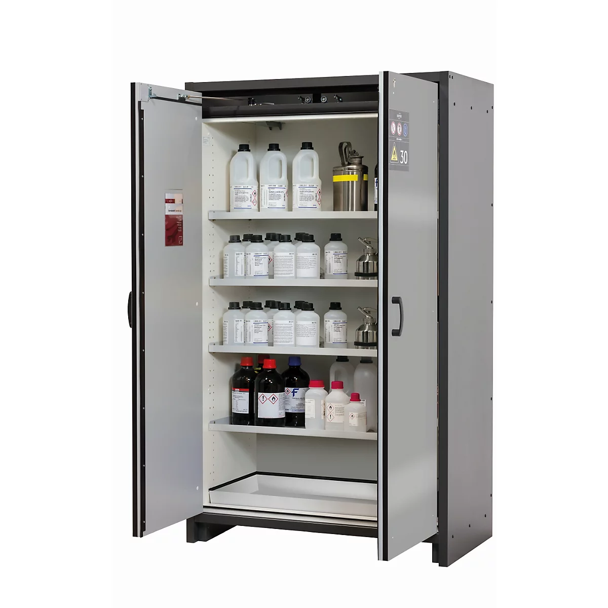 Armoire de stockage de sécurité type 30 asecos Q-CLASSIC-30, portes à charnières, asecos avant argent, L 1164 x P 620 x H 1947 mm