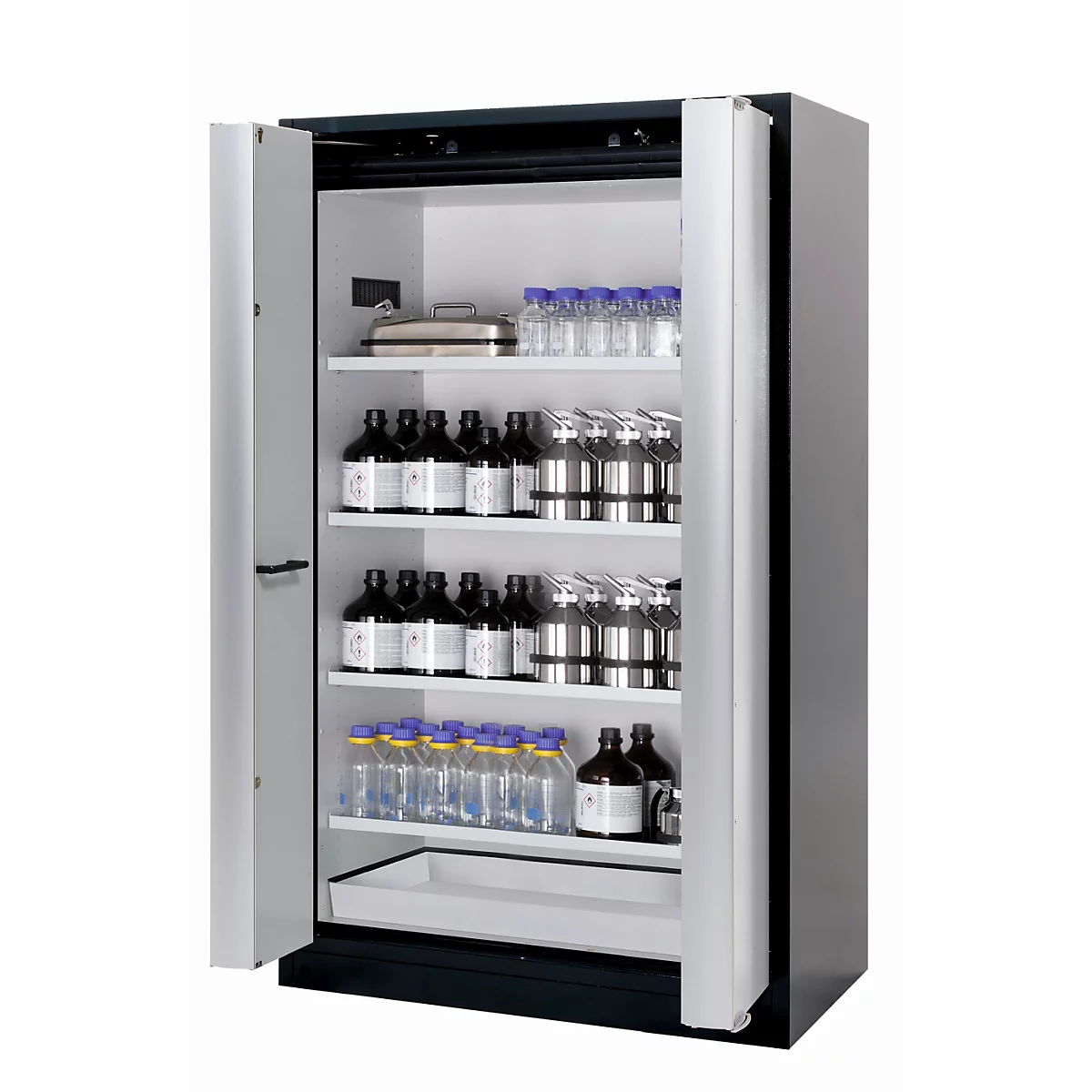 Armoire de stockage de sécurité type 90 asecos Q-PHOENIX-90, portes pliantes, façade gris clair, L 1193 x P 615 x H 1953 mm