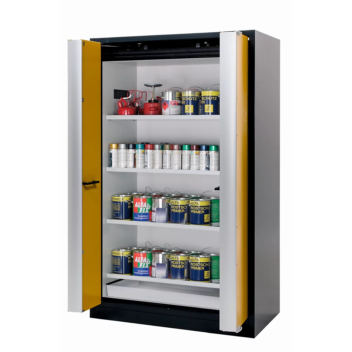 Armoire de stockage de sécurité type 90 asecos Q-PHOENIX-90, portes pliantes, sécurité frontale jaune, L 1193 x P 615 x H 1953 mm