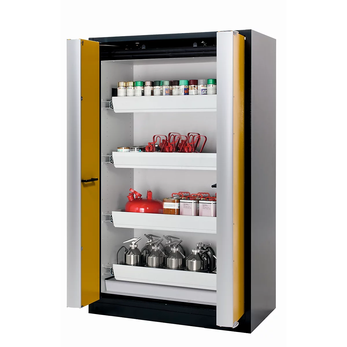 Armoire de stockage de sécurité type 90 asecos Q-PHOENIX-90, portes pliantes, sécurité frontale jaune, L 1193 x P 615 x H 1953 mm
