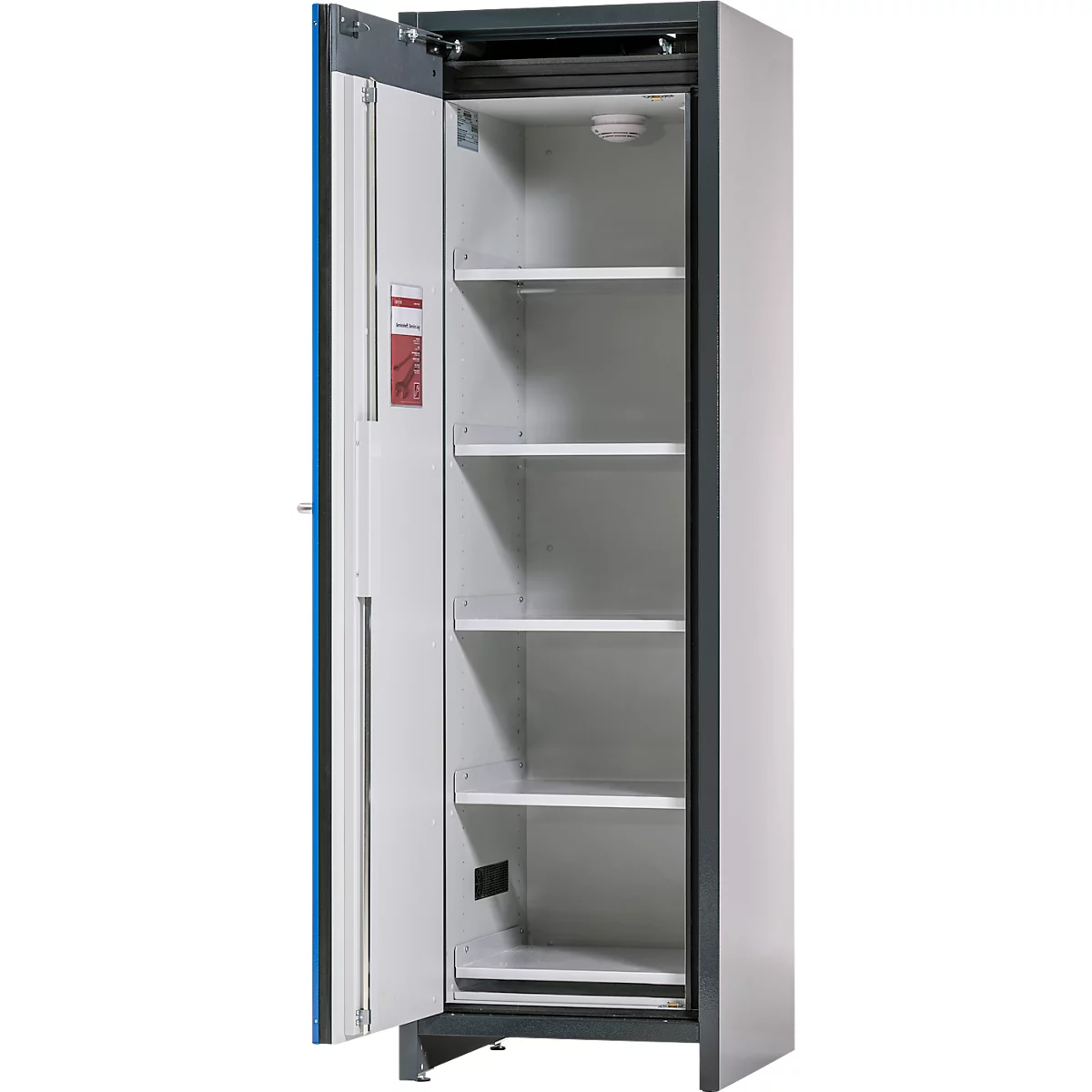 Armoire de stockage sur accu Asecos ION-CORE-90 CS 600, 5 étagères perforées + 1 bac de rétention au sol, L 599 x P 615 x H 1953 mm