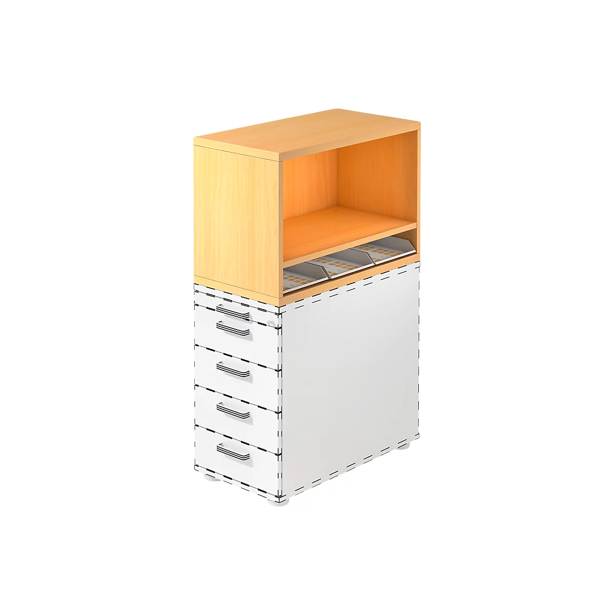 Armoire étagères à poser TOPAS LINE, pour caissons fixes, 1 étagère, coloris érable