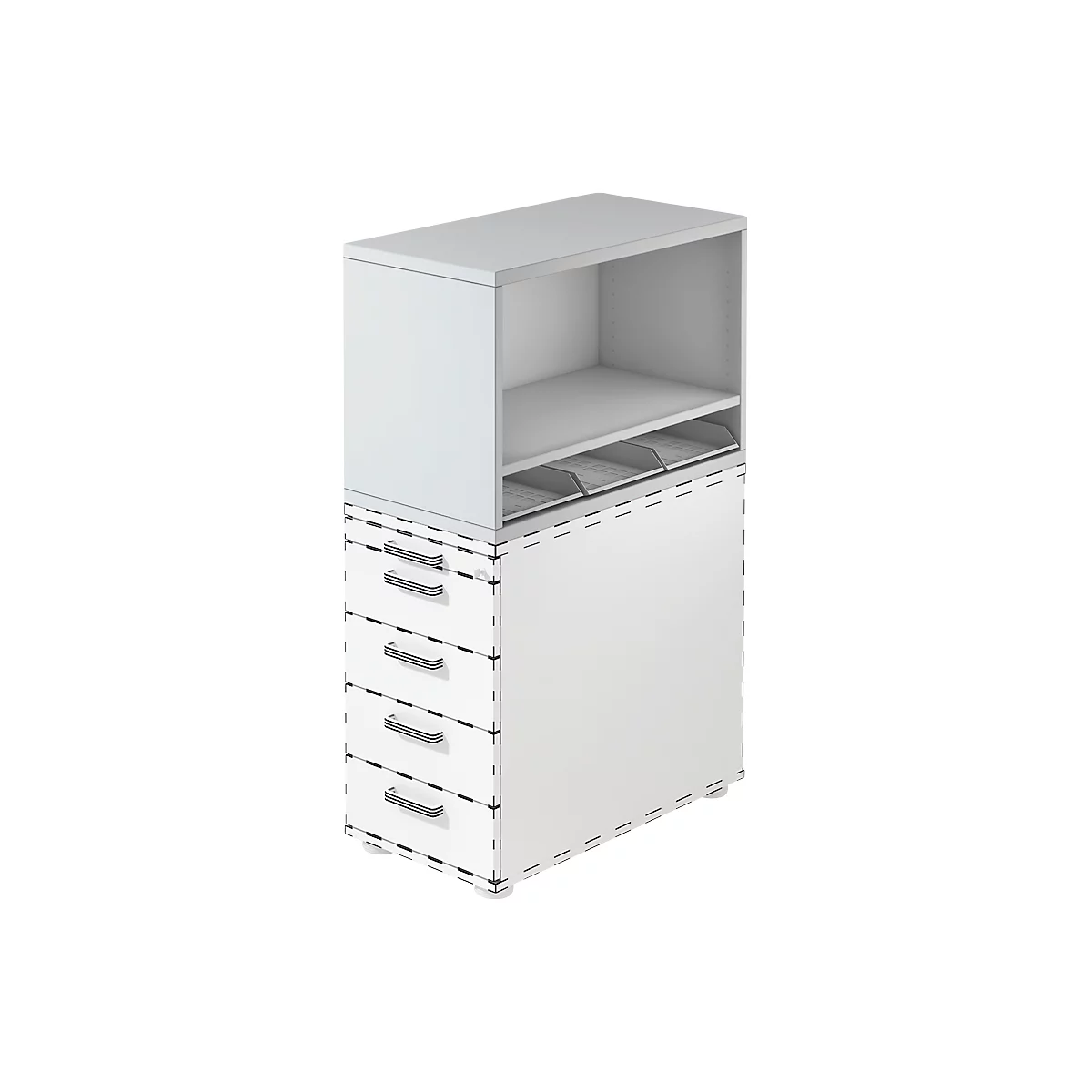 Armoire étagères à poser TOPAS LINE, pour caissons fixes, 1 étagère, gris clair