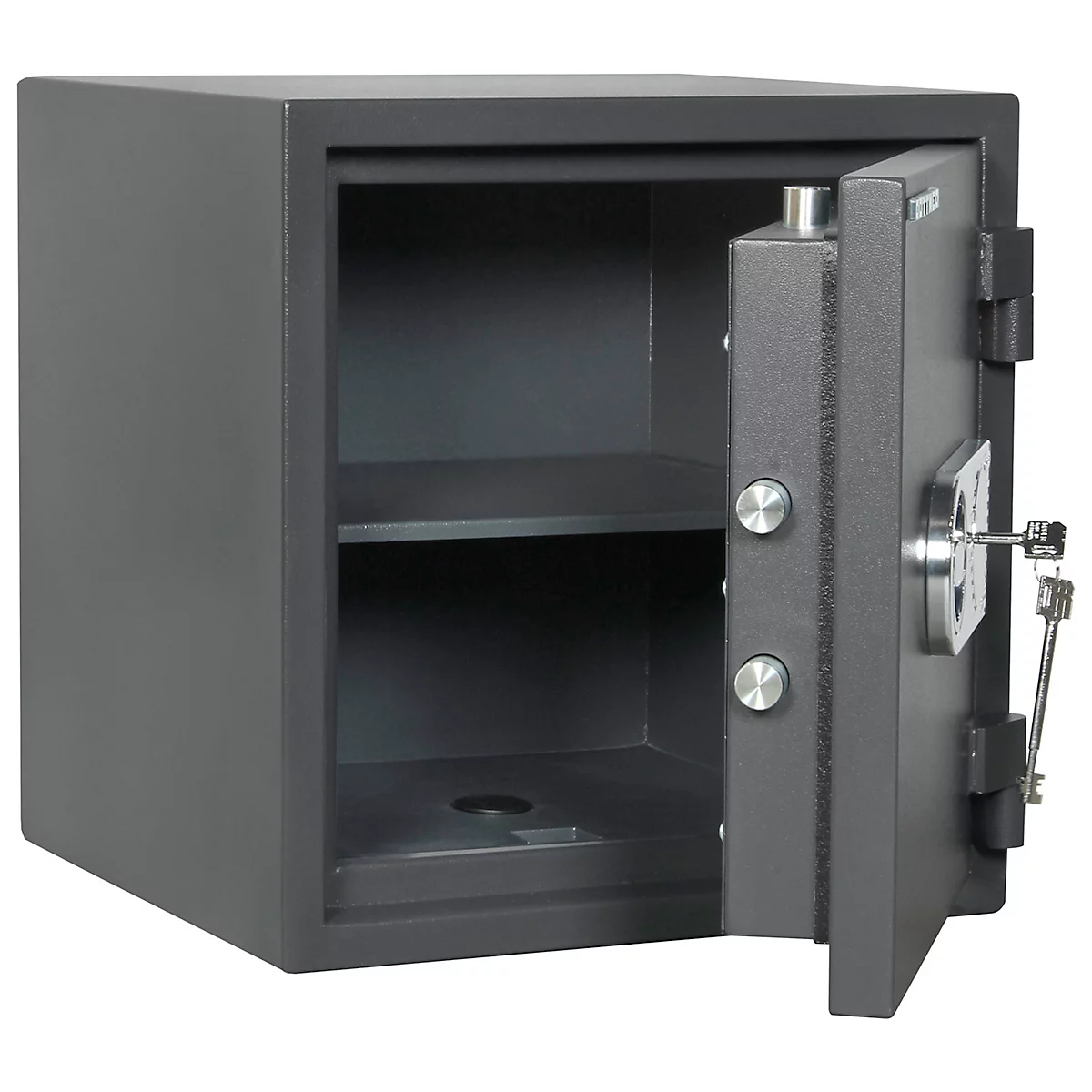 Armoire forte Rottner EN1 Atlas Fire 45, étage à double barrettes, L 440 x P 430 x H 460 mm, acier, anthracite