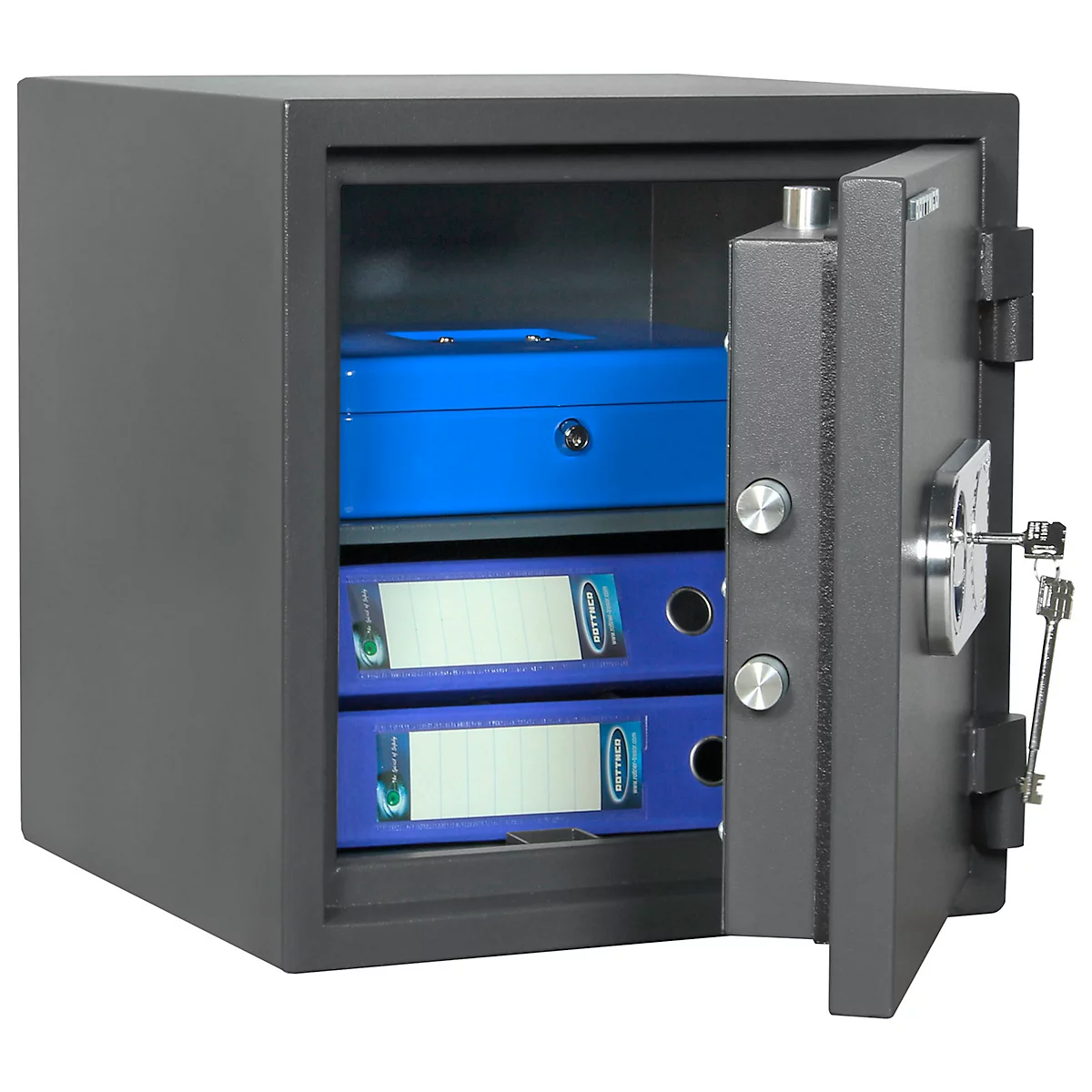 Armoire forte Rottner EN1 Atlas Fire 45, étage à double barrettes, L 440 x P 430 x H 460 mm, acier, anthracite