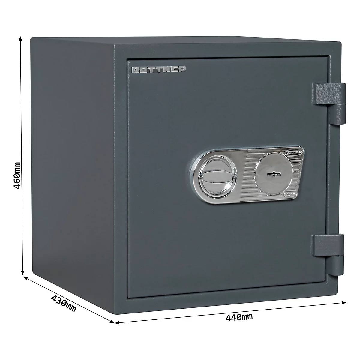 Armoire forte Rottner EN1 Atlas Fire 45, étage à double barrettes, L 440 x P 430 x H 460 mm, acier, anthracite