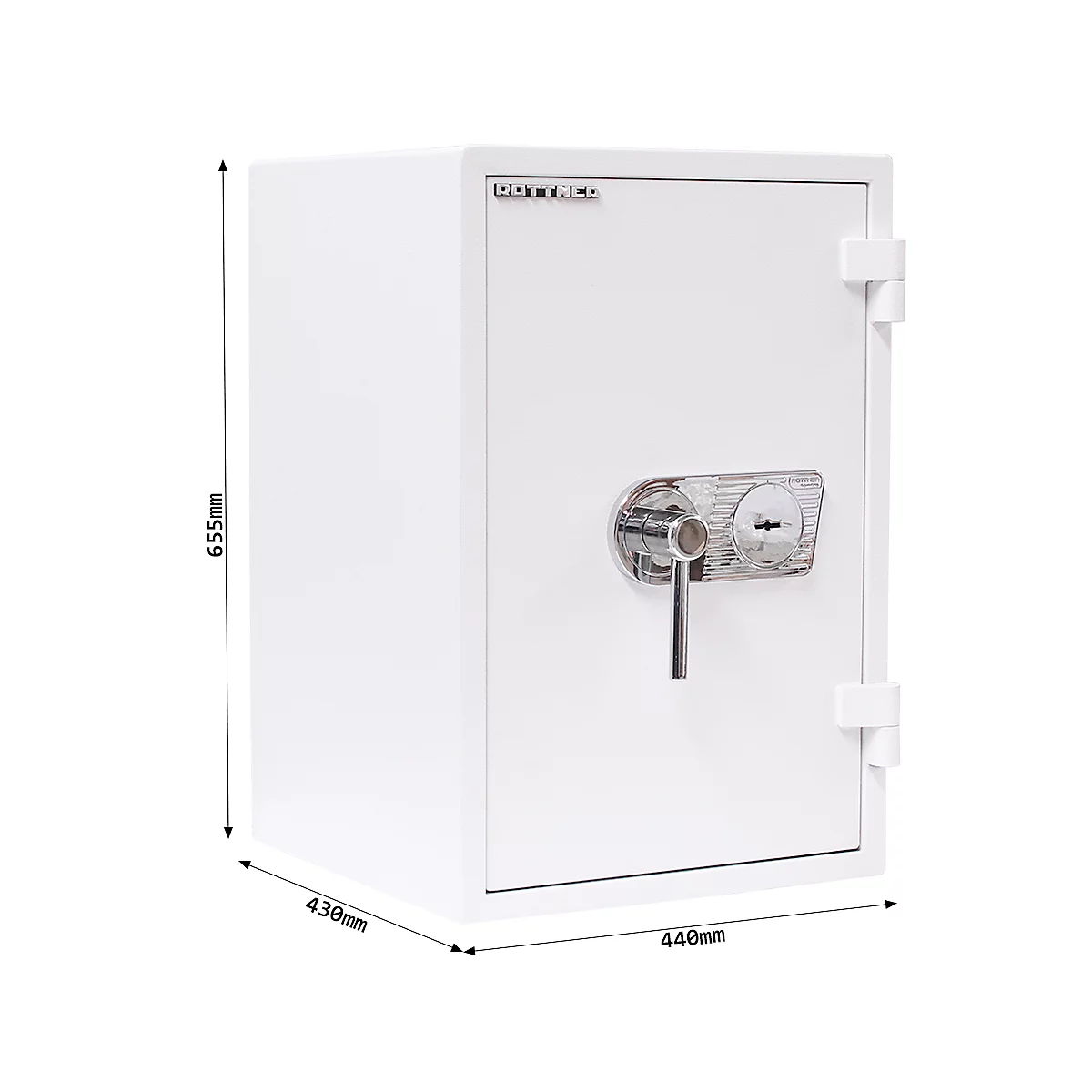 Armoire forte Rottner EN1 Atlas Fire 65, serrure à double panneton, L 440 x P 430 x H 655 mm, acier, blanc