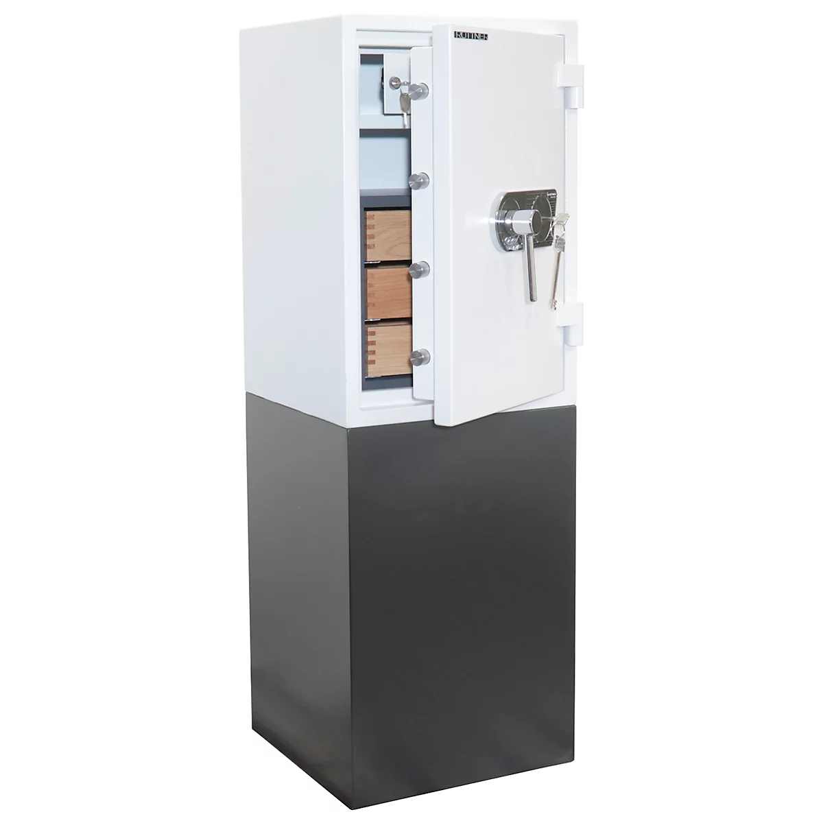Armoire forte Rottner EN1 Atlas Fire 65, serrure à double panneton, L 440 x P 430 x H 655 mm, acier, blanc