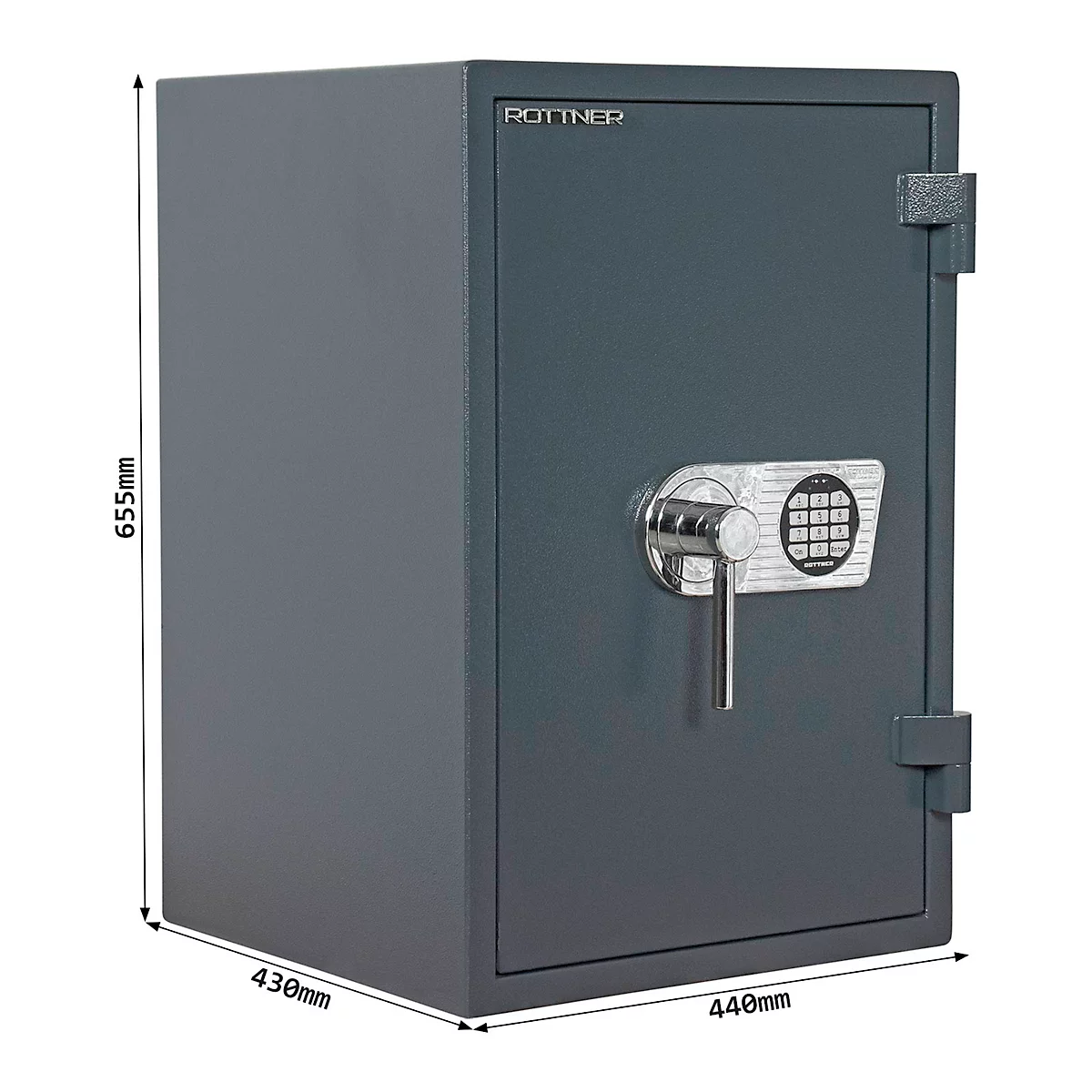 Armoire forte Rottner EN1 Atlas Fire 65, serrure électronique, L 440 x P 430 x H 655 mm, acier, anthracite