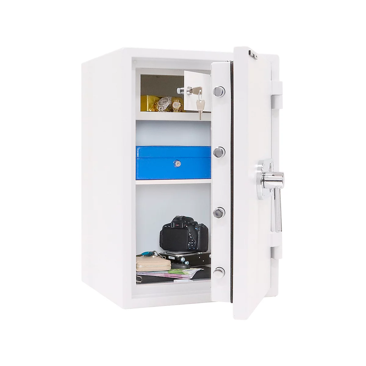 Armoire forte Rottner EN1 Atlas Fire 65, serrure électronique, L 440 x P 430 x H 655 mm, acier, blanc
