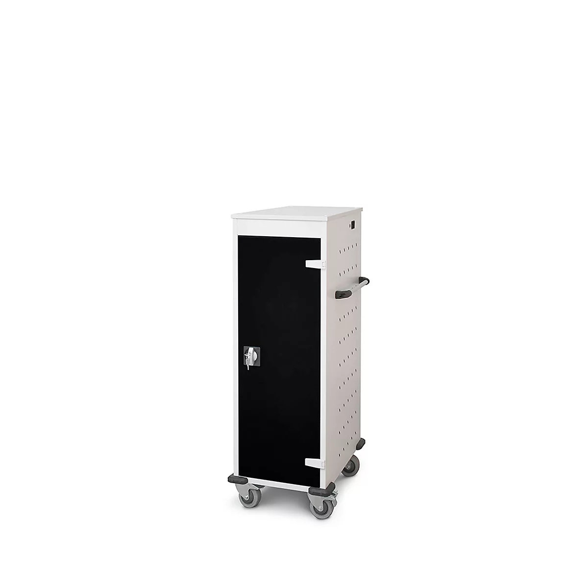 Armoire mobile pour chargement d'ordinateur portable, L 530 x P 1250 x H 500 mm, 10 compartiments, verrouillage 2 points, 2 roulettes avec frein, noir