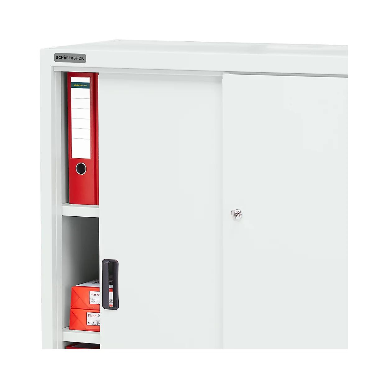 Armoire, portes coulissantes, l. 950 x P 400 x H 1150 mm, gris clair RAL 7035