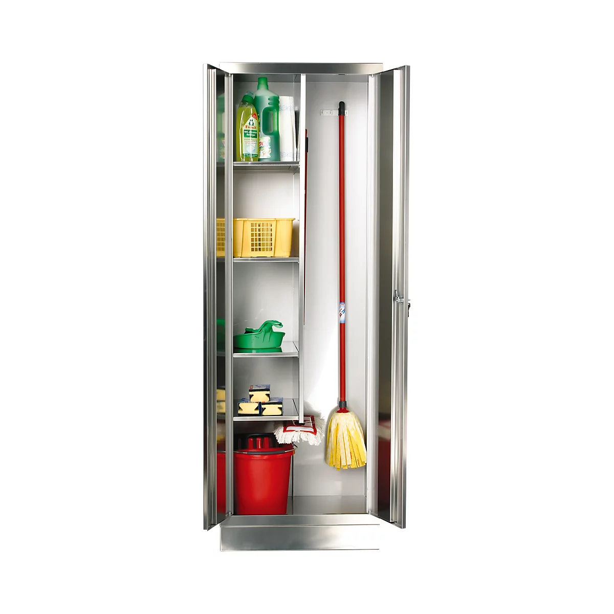 Armoire pour produits d'entretien en inox, 800 mm de large