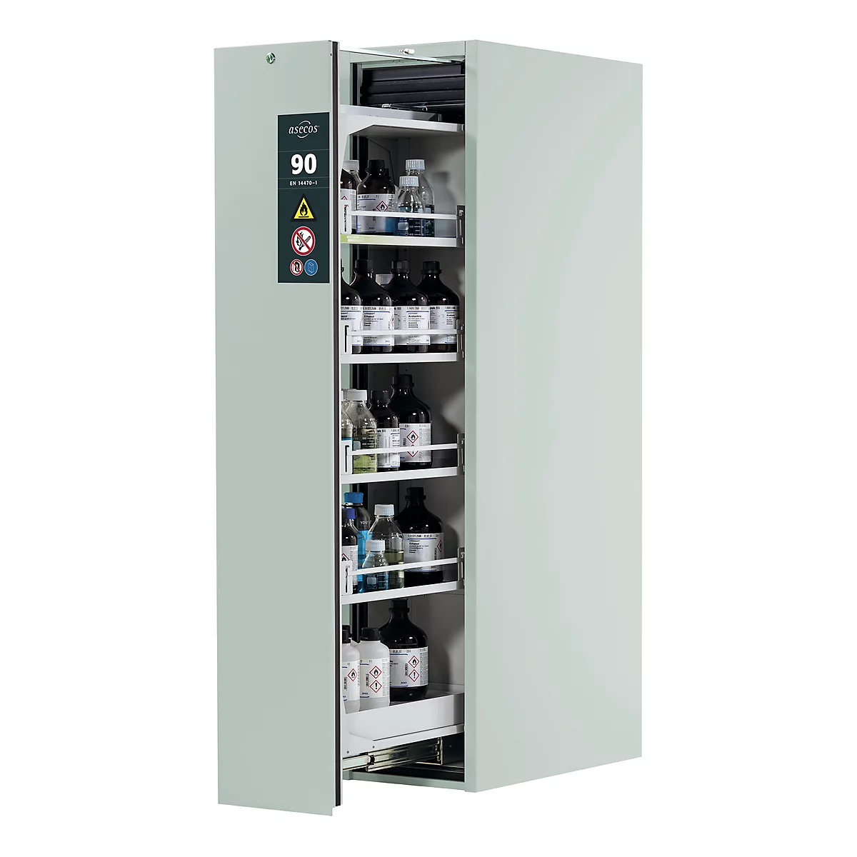 Armoire pour produits dangereux V-LINE Asecos, type 90, 1 tiroir vertical, gris clair/gris clair