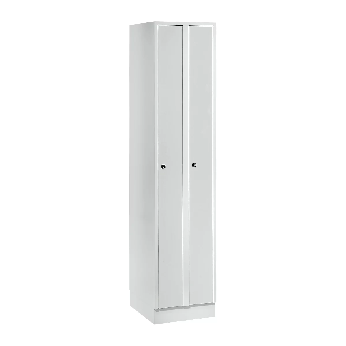 Armoire-vestiaire peu encombrante, largeur de compartiment 200 mm, verrouillable, 2 compartiments, gris clair