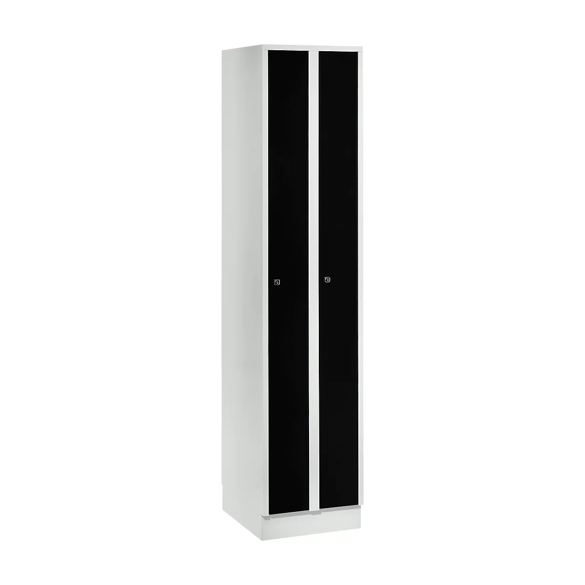 Armoire-vestiaire peu encombrante, largeur de compartiment 200 mm, verrouillable, 2 compartiments, noir