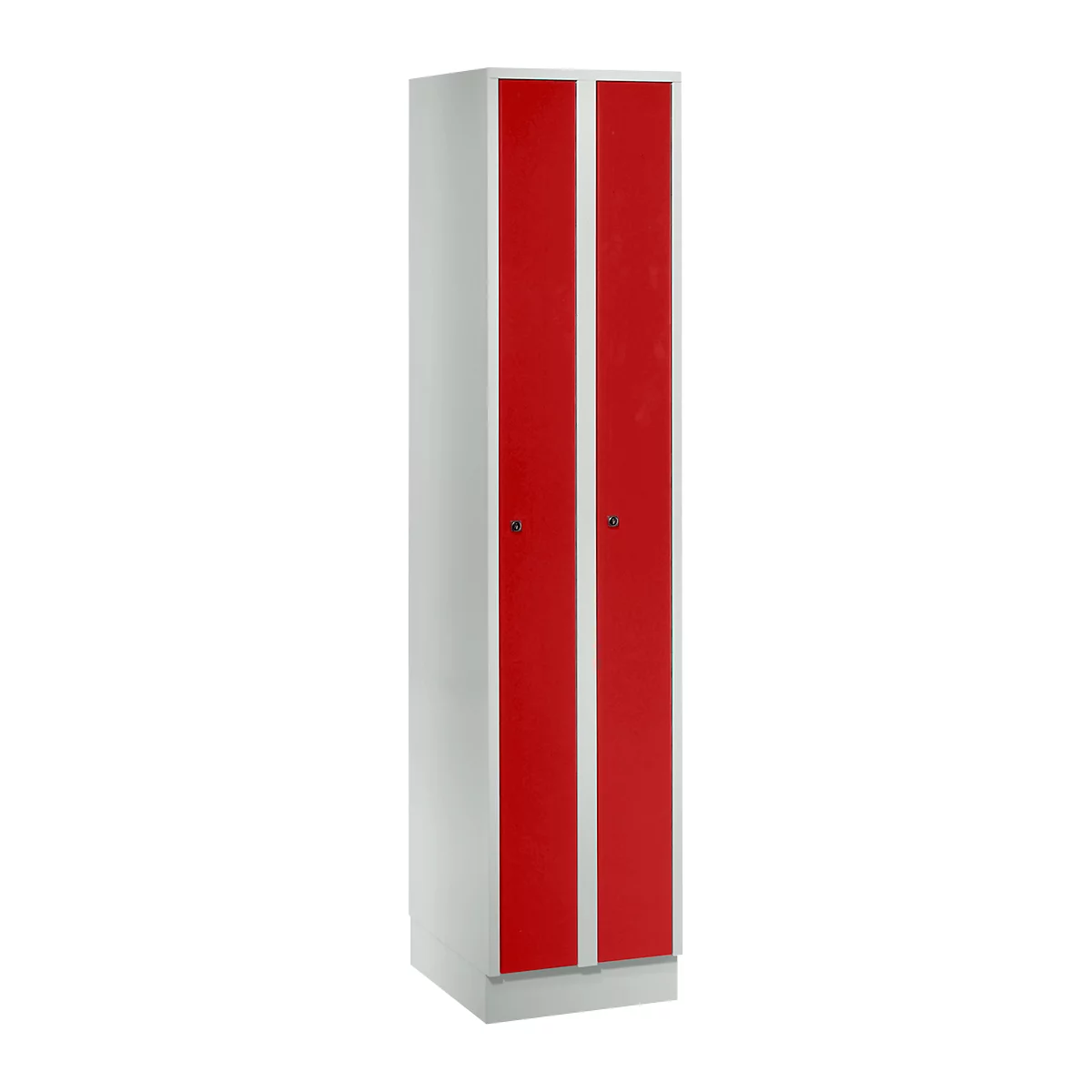 Armoire-vestiaire peu encombrante, largeur de compartiment 200 mm, verrouillable, 2 compartiments, rouge