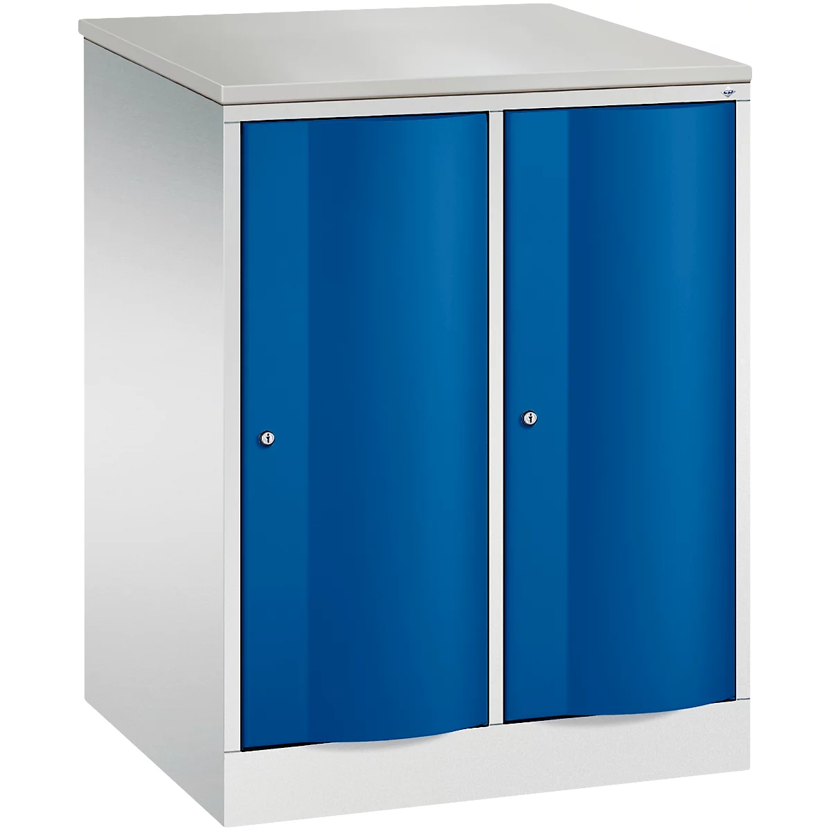 Armoire vestiaire Resisto de C+P, 2 compartiments, 2 casiers, L 772 x P 640 x H 1077 mm, gris clair/bleu gentiane