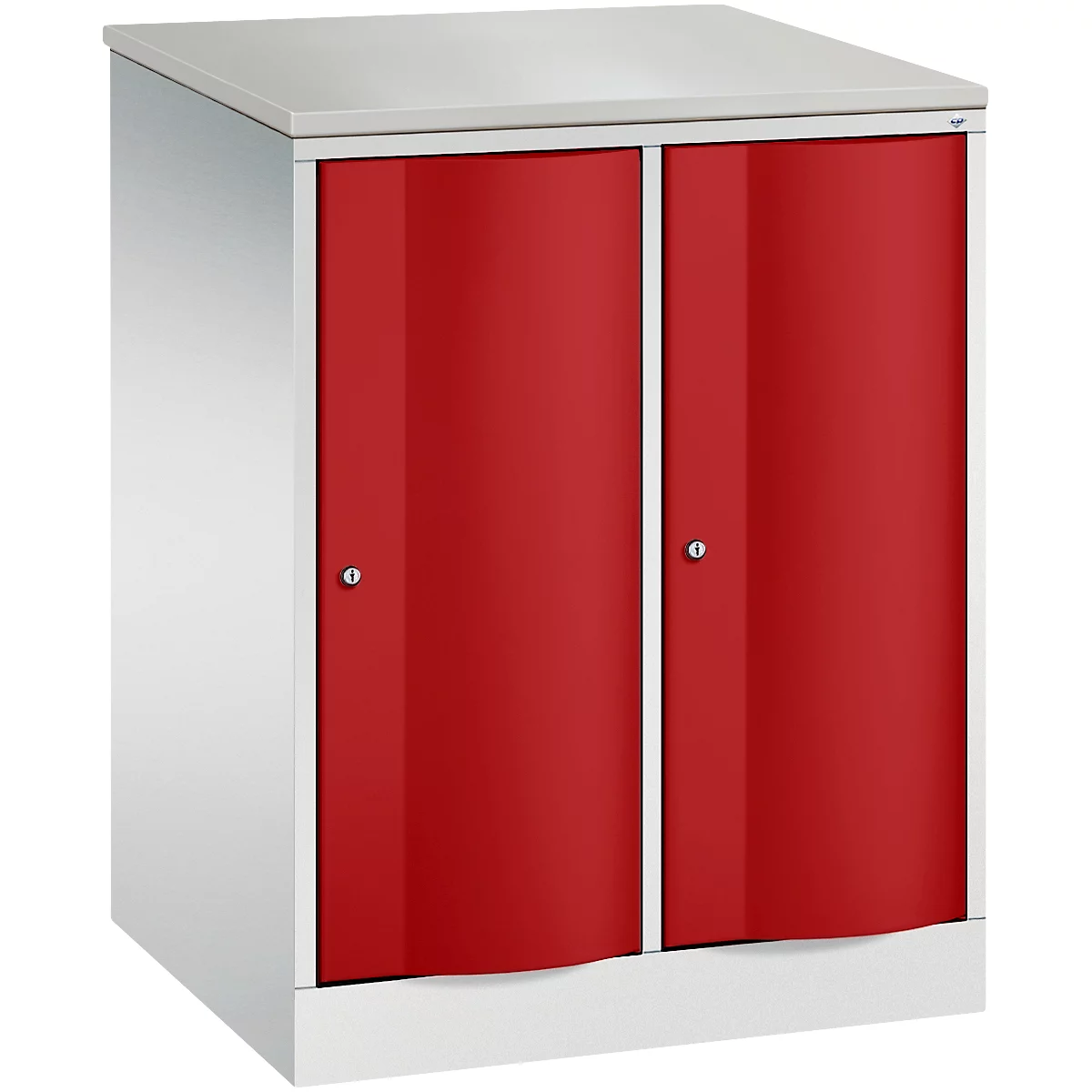 Armoire vestiaire Resisto de C+P, 2 compartiments, 2 casiers, L 772 x P 640 x H 1077 mm, gris clair/rouge rubis
