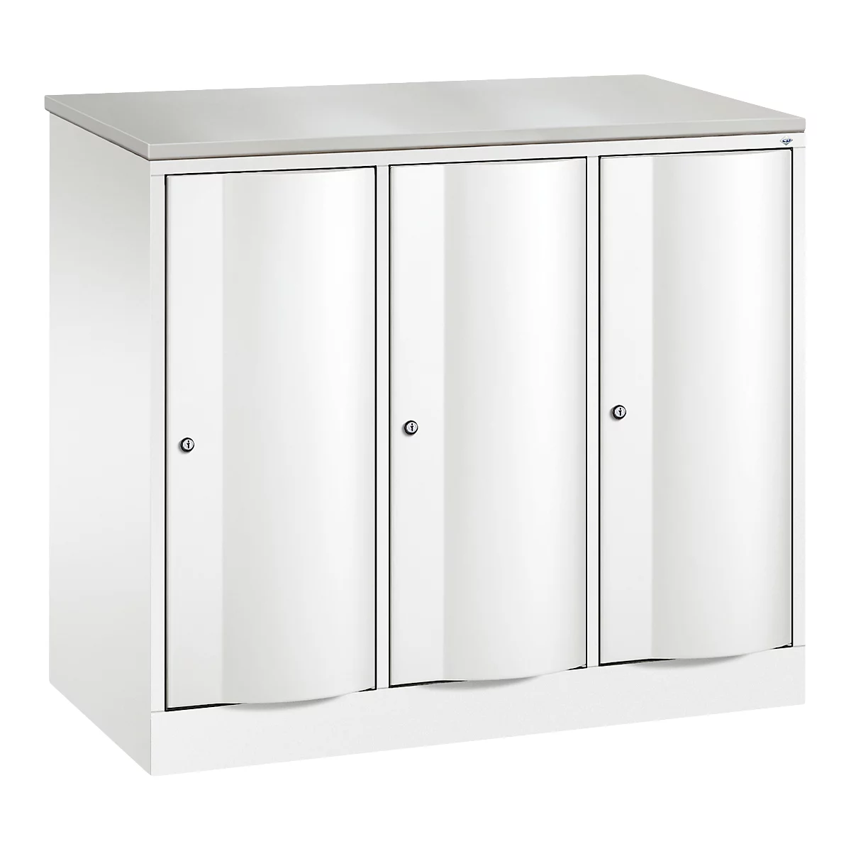Armoire vestiaire Resisto de C+P, 3 compartiments, 3 casiers, L 1148 x P 540 x H 1077 mm, blanc trafic