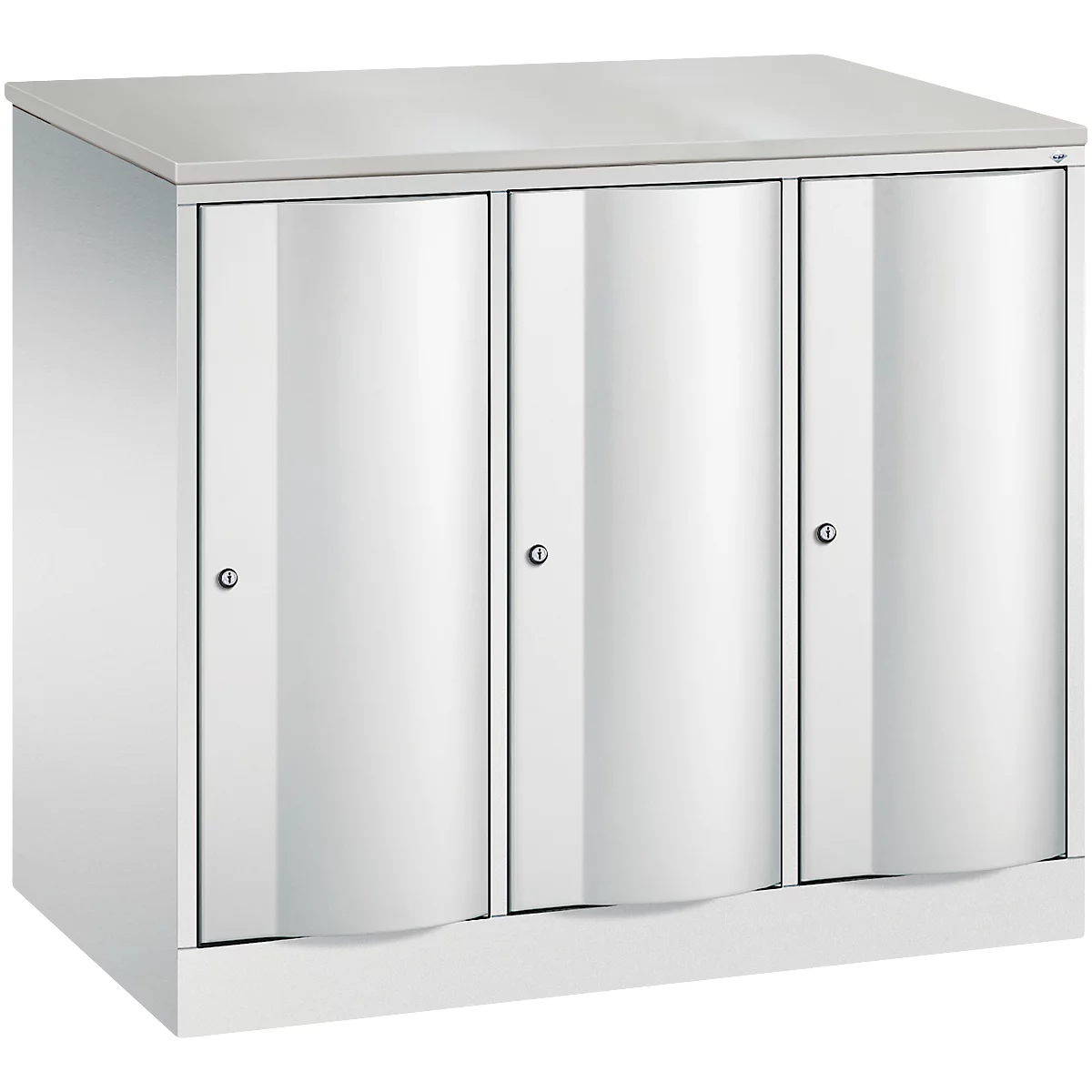 Armoire vestiaire Resisto de C+P, 3 compartiments, 3 casiers, L 1148 x P 640 x H 1077 mm, gris clair