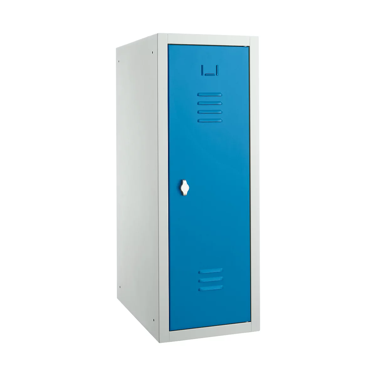 Armoire vestiaire, tôle d'acier, l. 315 x P 500 x H 875 mm, serrure de sécurité à loquet rotatif, assemblée, bleu clair