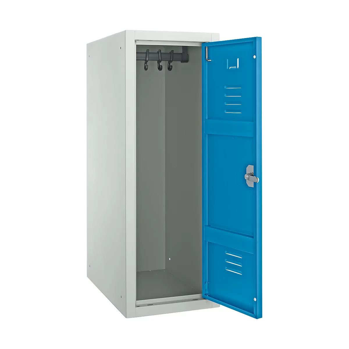 Armoire vestiaire, tôle d'acier, l. 315 x P 500 x H 875 mm, serrure de sécurité à loquet rotatif, assemblée, bleu clair