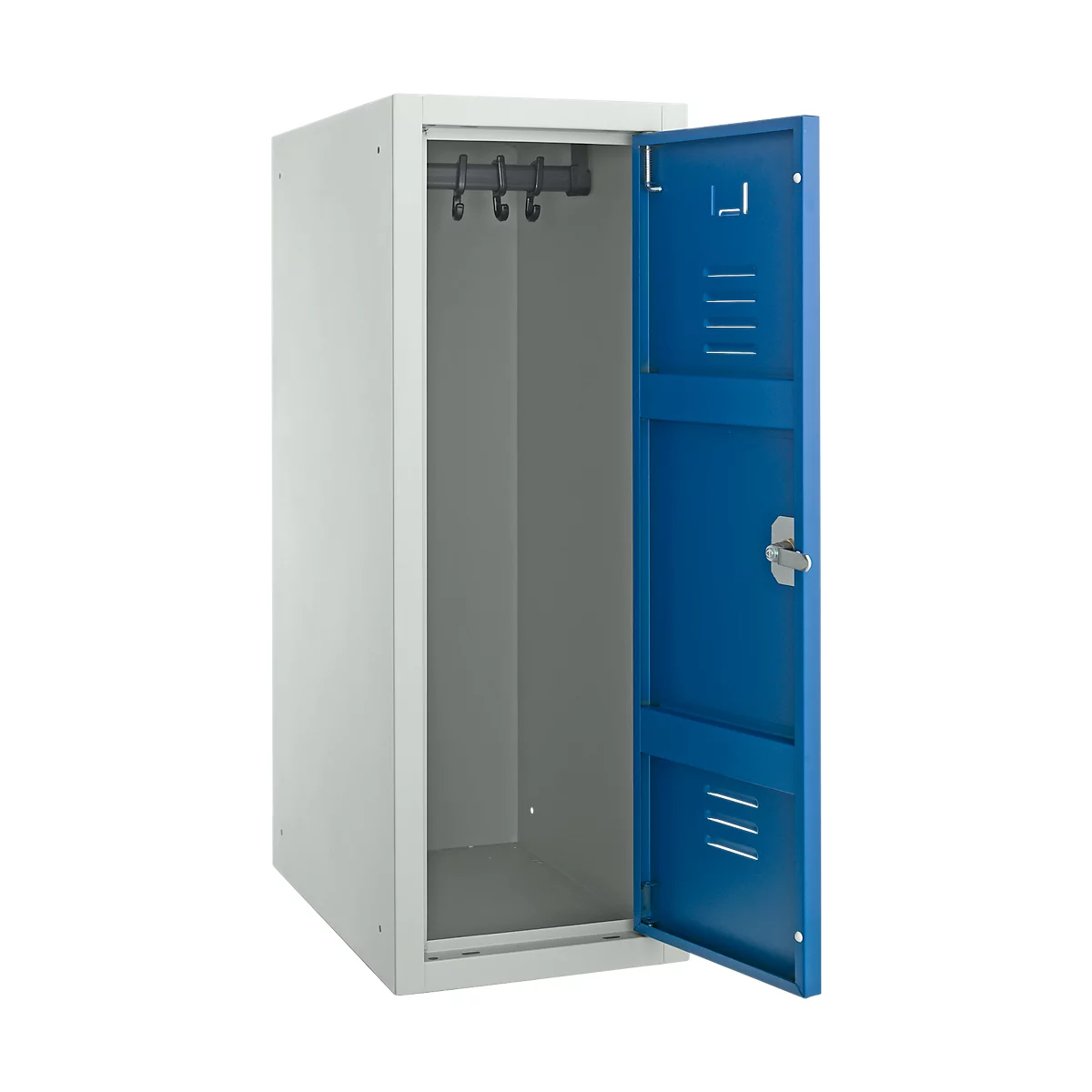 Armoire vestiaire, tôle d'acier, l. 315 x P 500 x H 875 mm, serrure de sécurité à loquet rotatif, assemblée, bleu gentiane