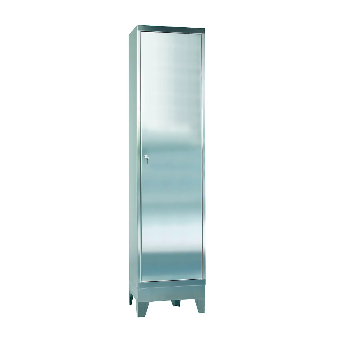 Armoire vitrine en inox, 1 porte, avec 4 pieds, l. 500 x P 400 x H 2000 mm