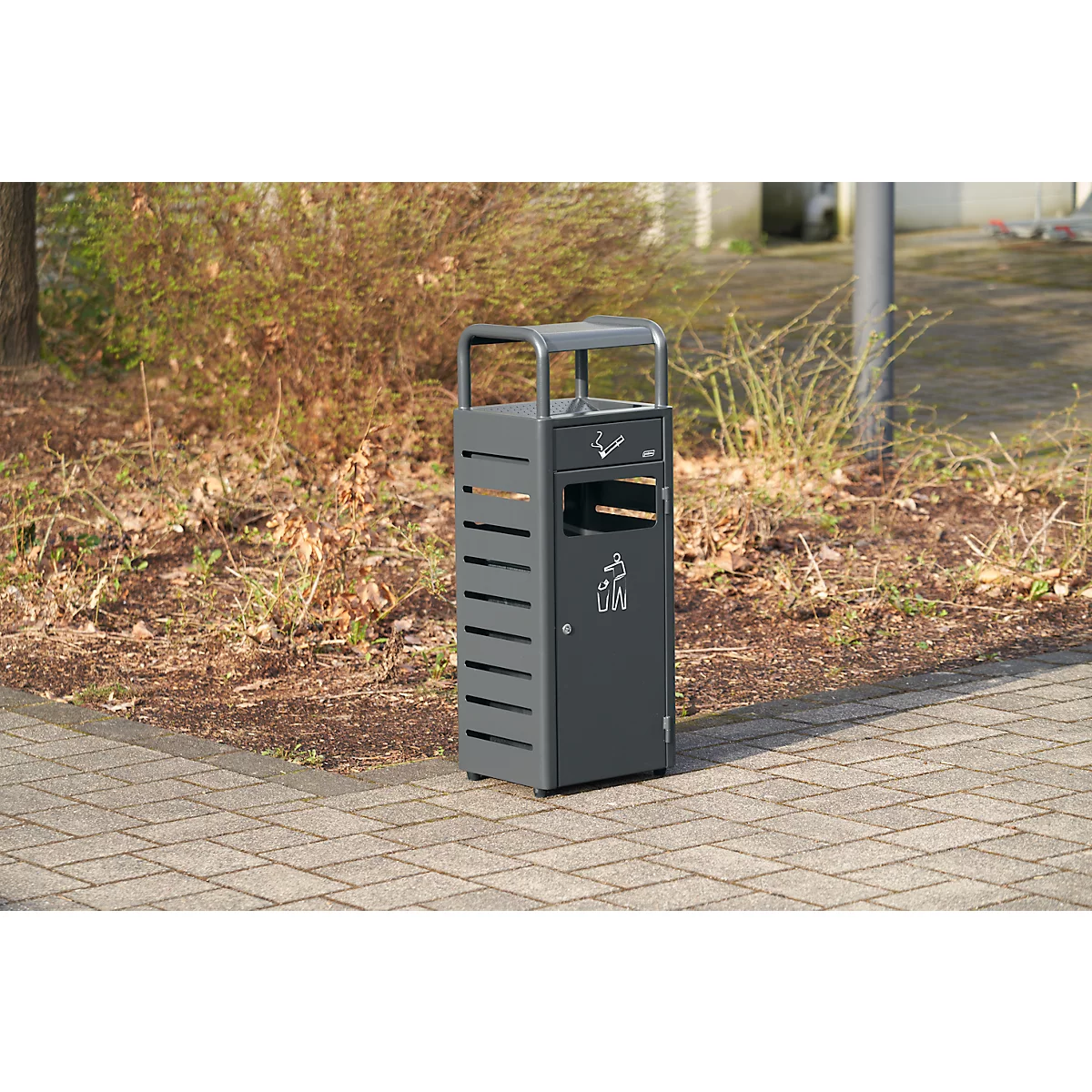 Asbak-afvalbak voor binnen en buiten, B 330 x D 280 x H 880 mm