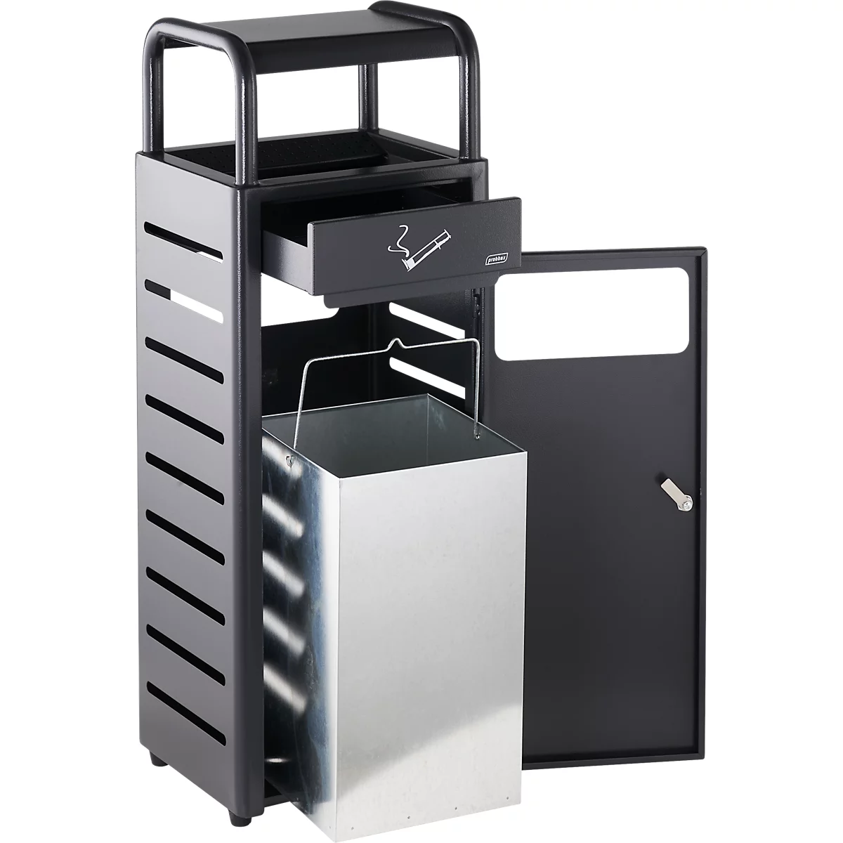 Asbak-afvalbak voor binnen en buiten, B 330 x D 280 x H 880 mm