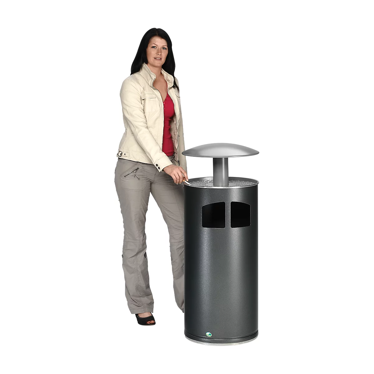 Ascher-/Abfallsammler antik-s./Dach silb