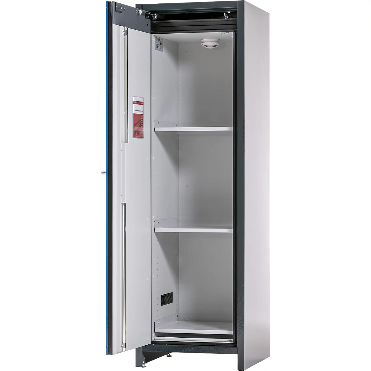 Asecos accubak ION-CORE-90 CS 600, 3 geperforeerde legborden + 1 bodem lekbak, B 599 x D 615 x H 1953 mm
