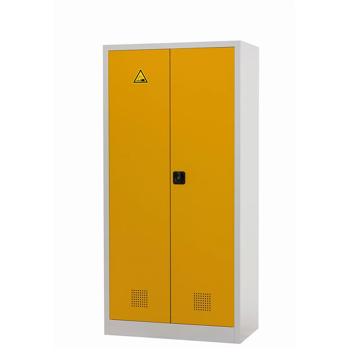 asecos CF-CLASSIC chemische opslagkast, scharnierende deuren, voorzijde in veiligheidsgeel, B 950 x D 500 x H 1950 mm