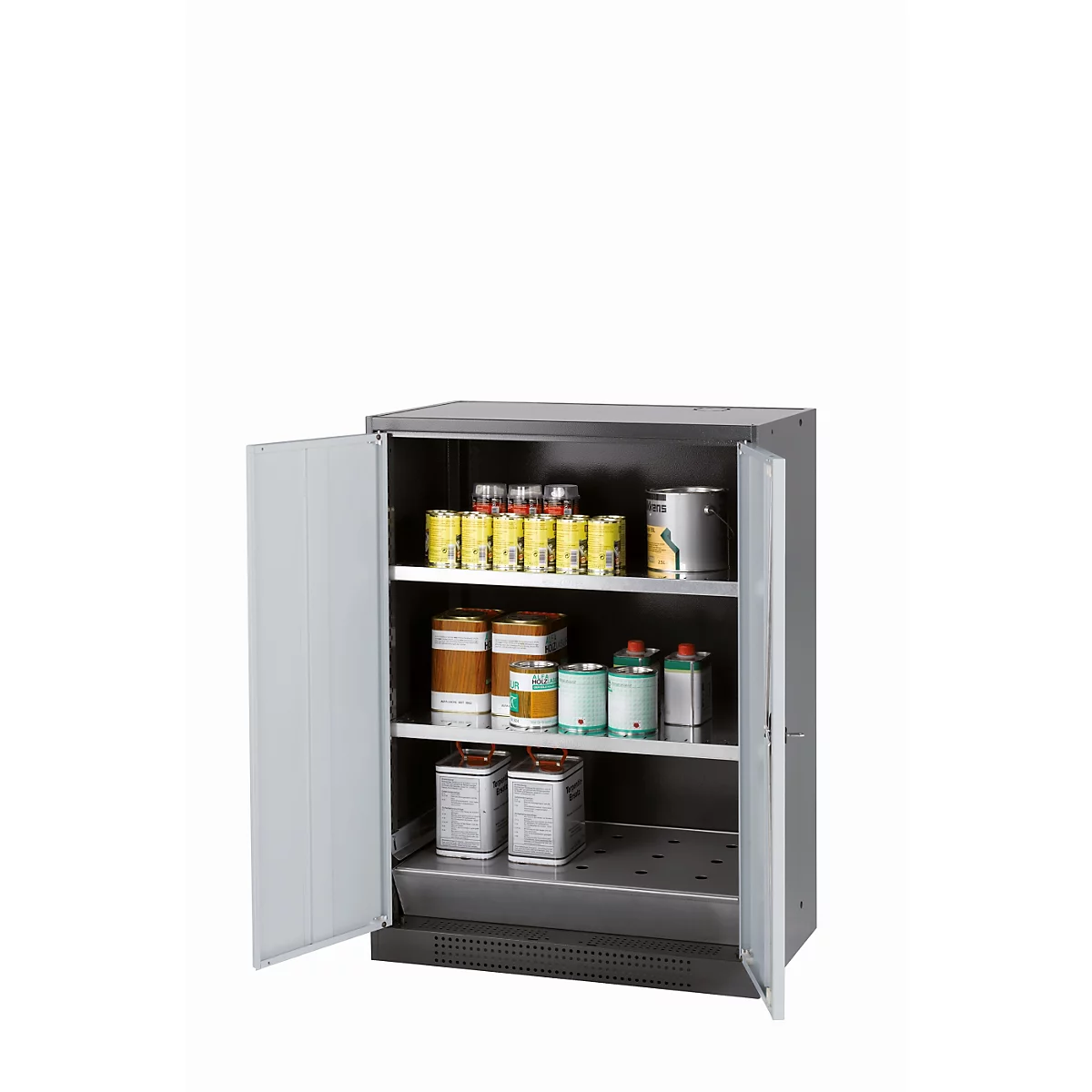 asecos CS-CLASSIC chemische opslagkast, scharnierende deuren, voorzijde in veiligheidsgeel, B 810 x D 520 x H 1105 mm
