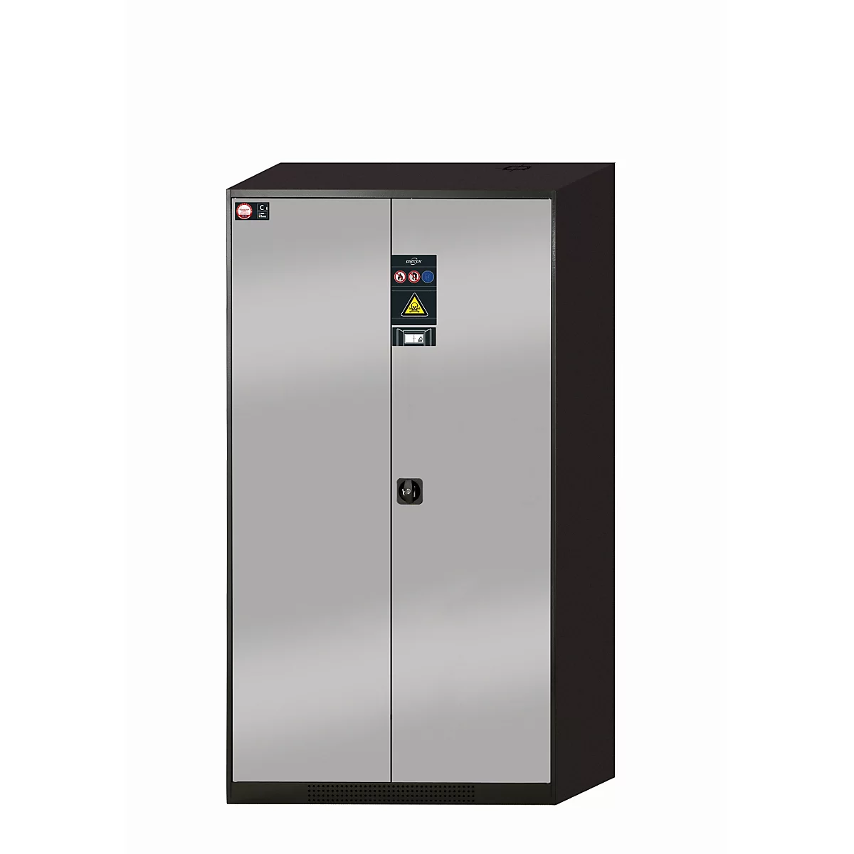 asecos CS-CLASSIC-F chemische opslagkast, scharnierende deuren, front asecos zilver, B 1055 x D 520 x H 1950 mm