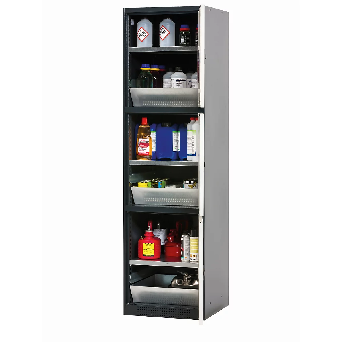 asecos CS-CLASSIC-MultiRisk chemische opslagkast, scharnierende deuren, zuiver wit front, B 545 x D 520 x H 1950 mm