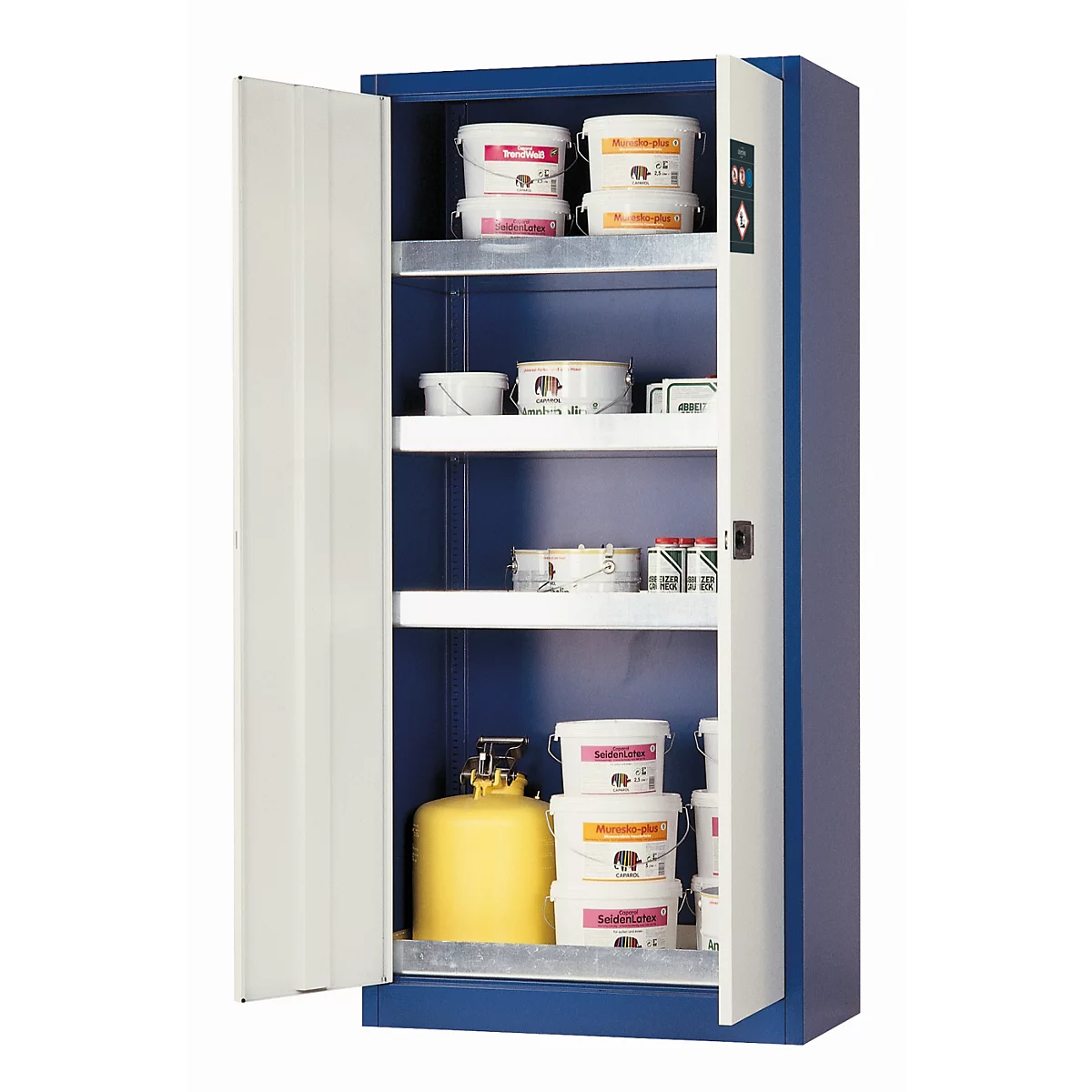 asecos E-CLASSIC milieu-opbergkast, scharnierende deuren, voorkant in lichtgrijs, B 950 x D 500 x H 1950 mm