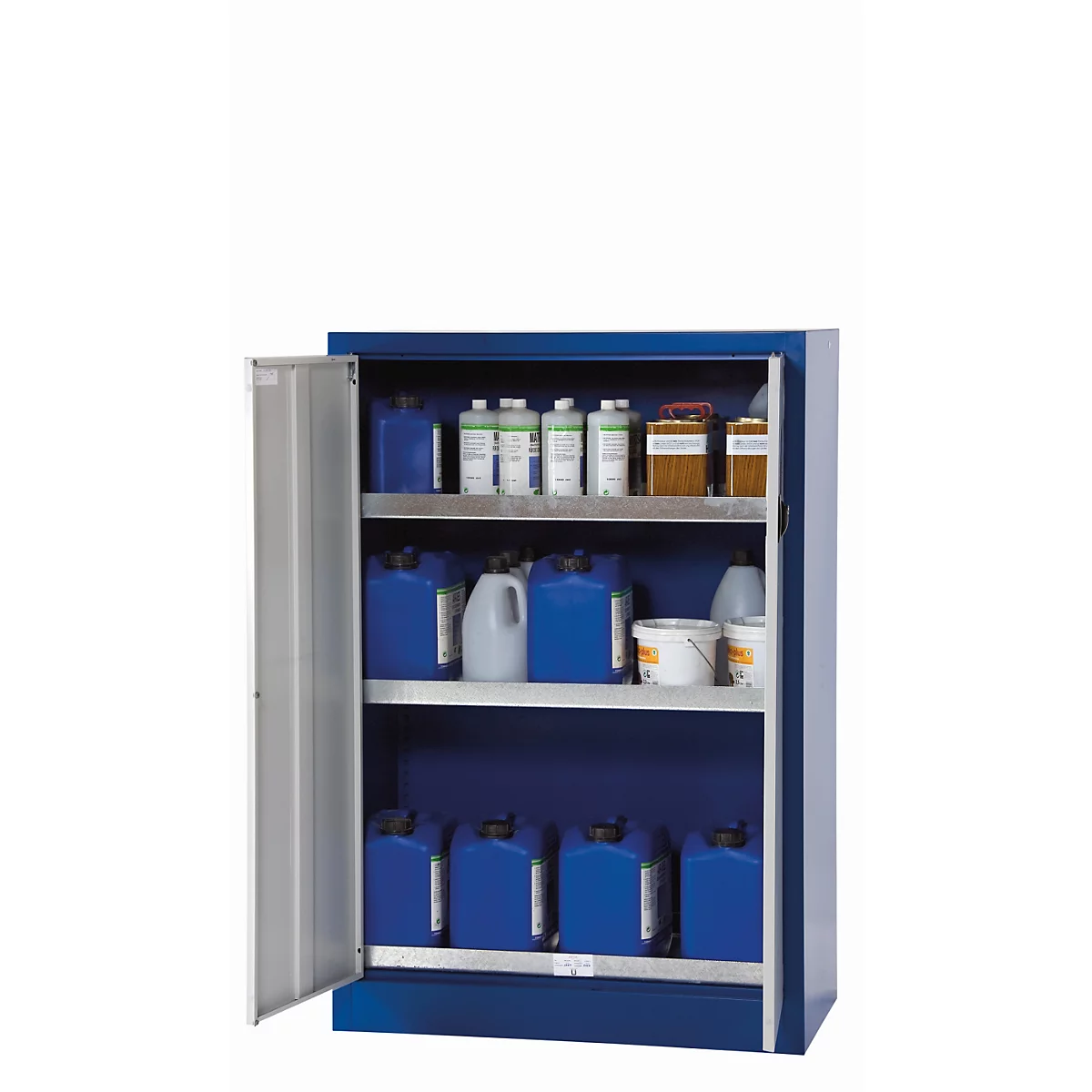 asecos E-CLASSIC omgevingsopslagkast, scharnierende deuren, voorzijde in lichtgrijs, B 950 x D 500 x H 1400 mm