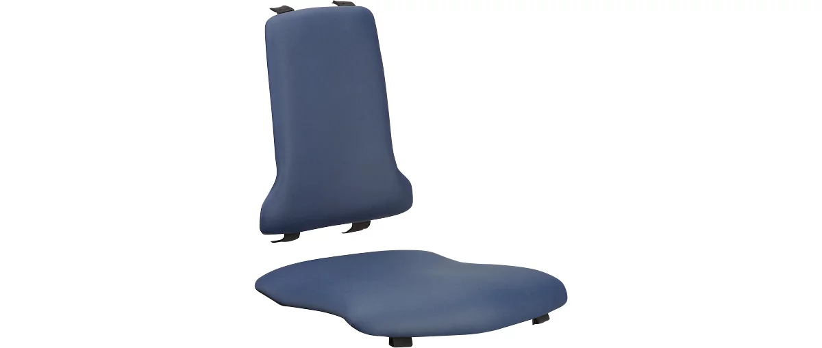 Asiento acolchado para silla de taller bimos SINTEC/SINTEC 2, desmontable, cuero sintético, antibacteriano, azul