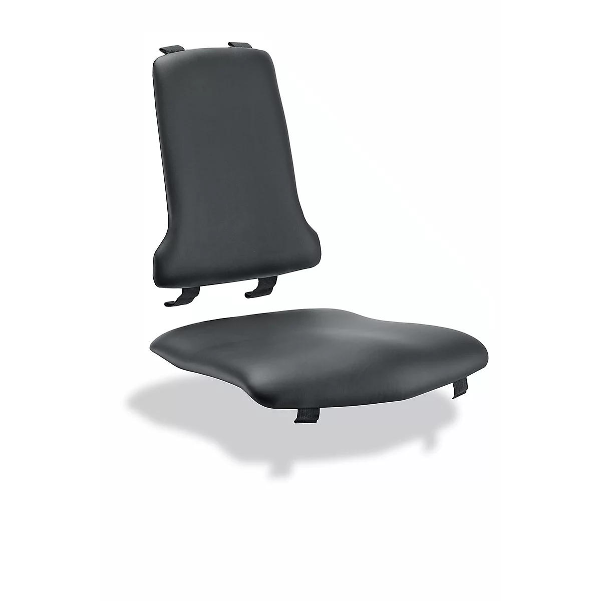 Asiento acolchado para silla de taller bimos SINTEC/SINTEC 2, desmontable, cuero sintético, antibacteriano, negro