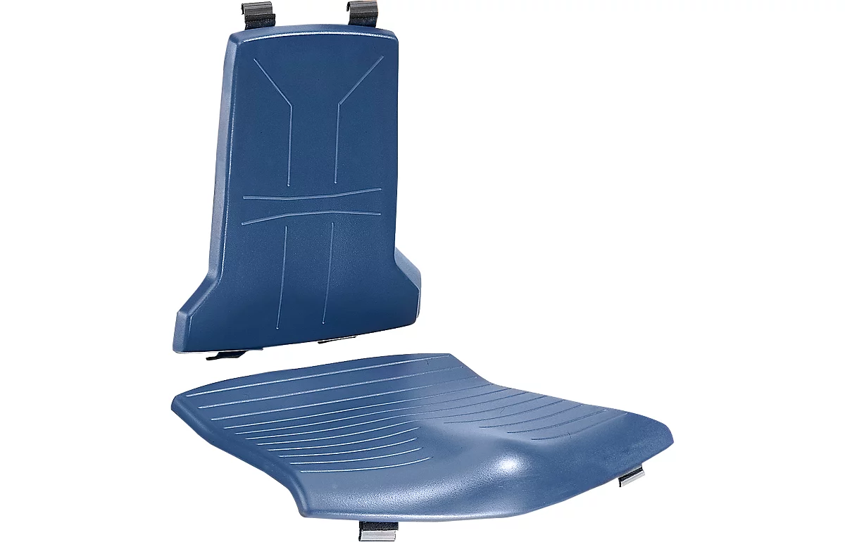 Asiento acolchado para silla de taller bimos SINTEC/SINTEC 2, desmontable, espuma integral, resistente a aceite y grasa, azul