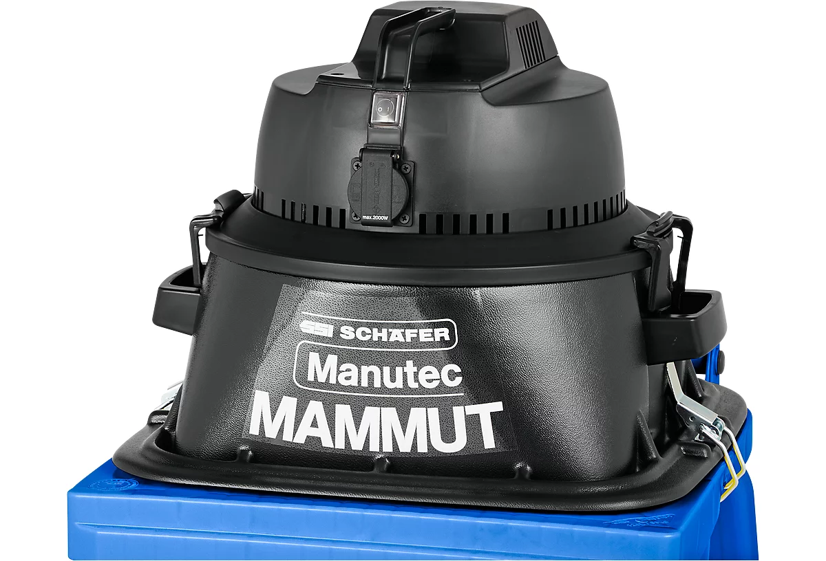 Aspirador con accesorio Manutec-Mammut, 1100 W, apto para cubos de basura de 120 l, con toma para herramientas, 1 filtro de cartucho y 1 filtro de vellón 