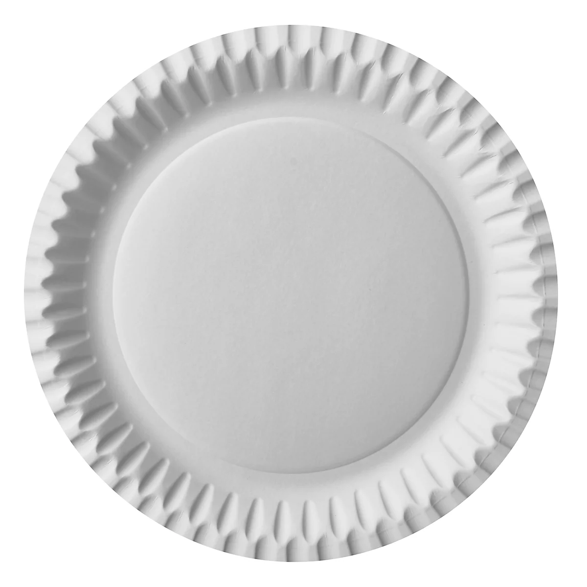 Assiette en carton Papstar, jetable, ronde, Ø 230 mm, avec bord tracteur, compostable, 100 % fibres fraîches, blanche, 100 pièces