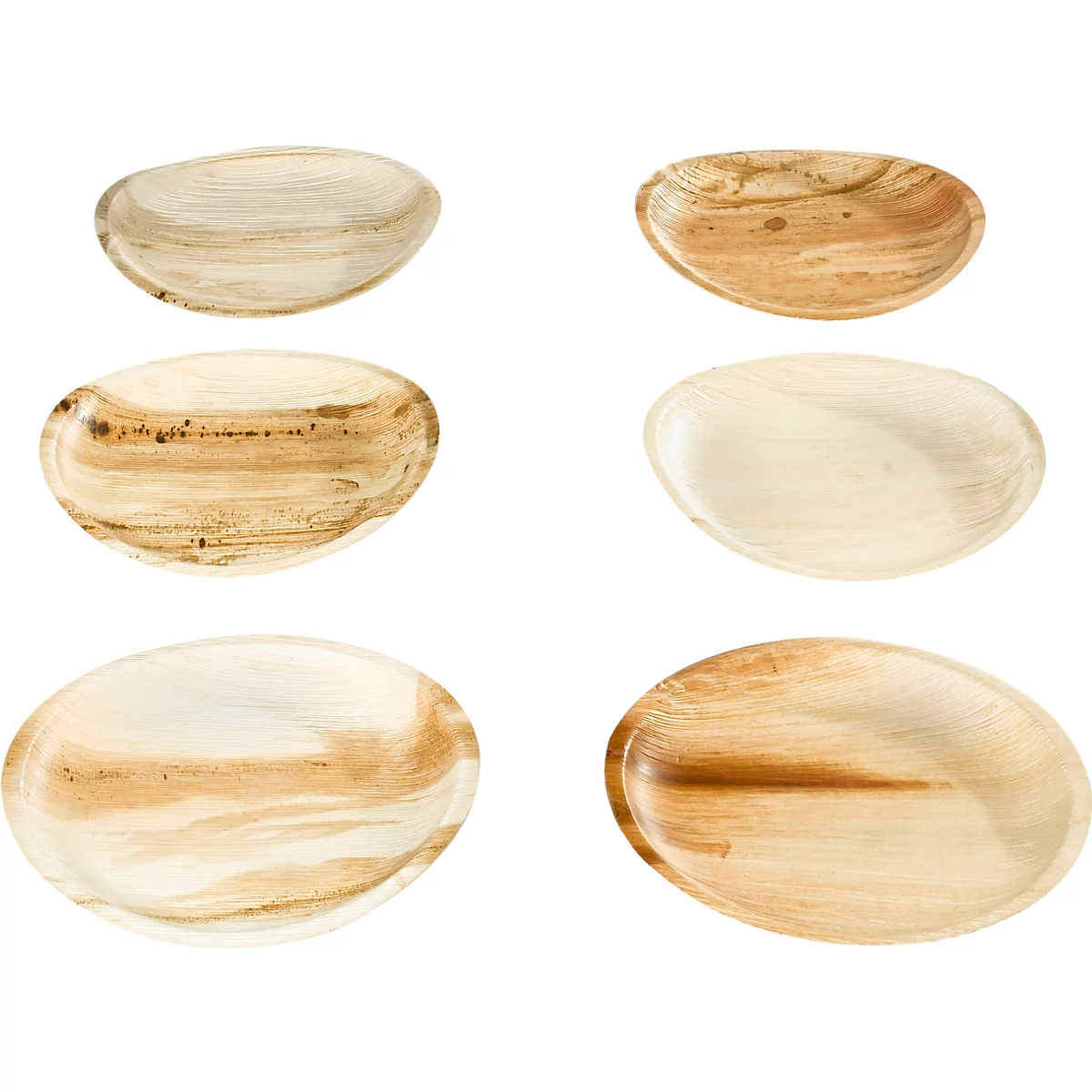 Assiettes jetables Papstar pure, ø 175 mm, 25 pièces, compostables, résistantes à la chaleur, aspect individuel, en feuille de palmier, brun clair