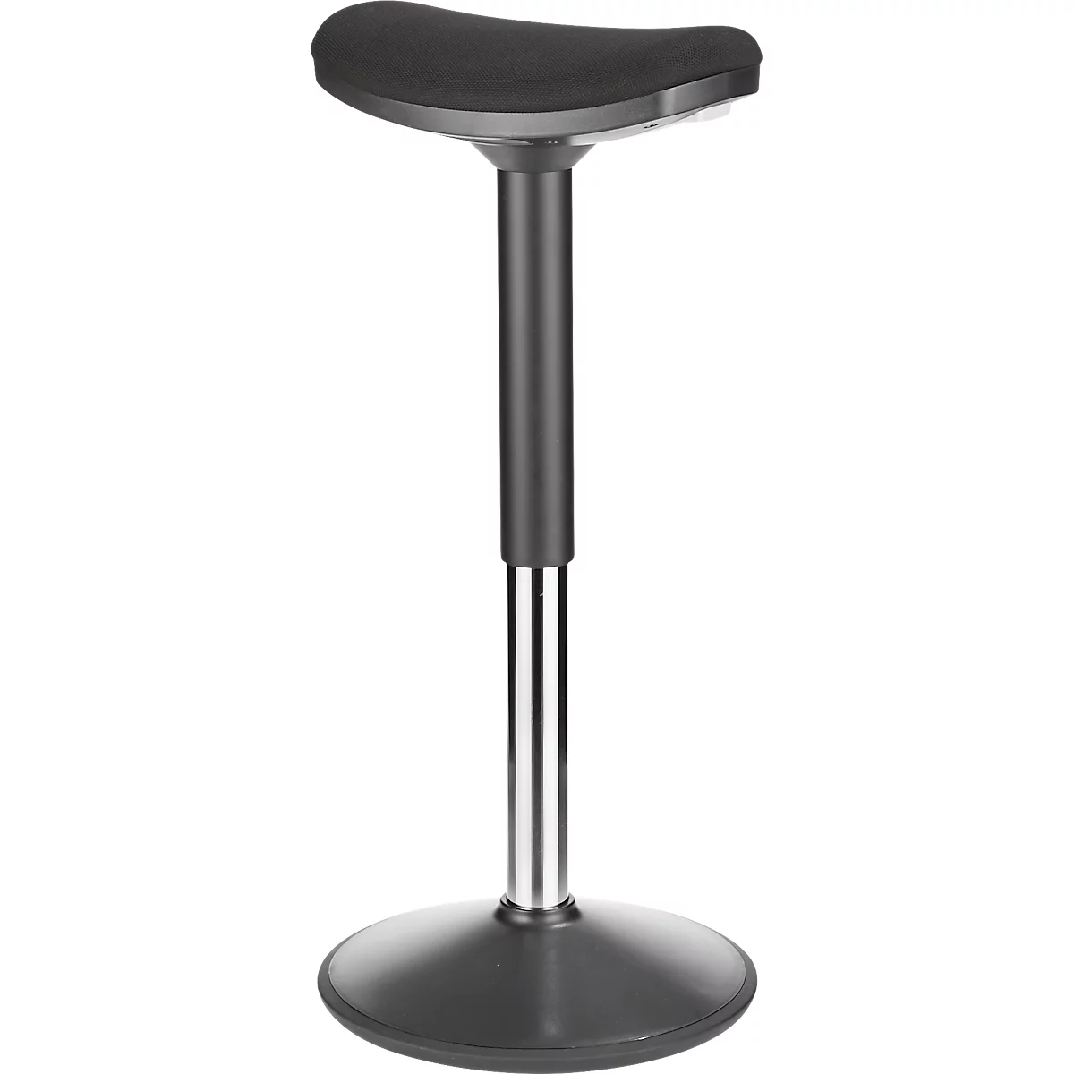 Assis-debout, réglable en hauteur, jusqu'à 120 kg, revêtement tissu, Ø 360 x P 220 x H 560-810 mm, noir/argenté